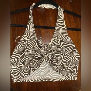 Divided Brown and White Swirl Tank Top
